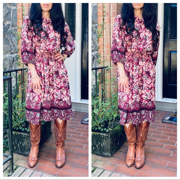 ShopEvelynne Dresses & Skirts - Boho Gypsy chic Floral print dress